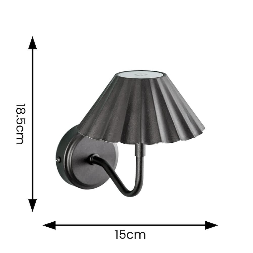 image 1 of ValueLights Avery Pair Black Rechargeable Wall Light & Integrated Bulb | Black