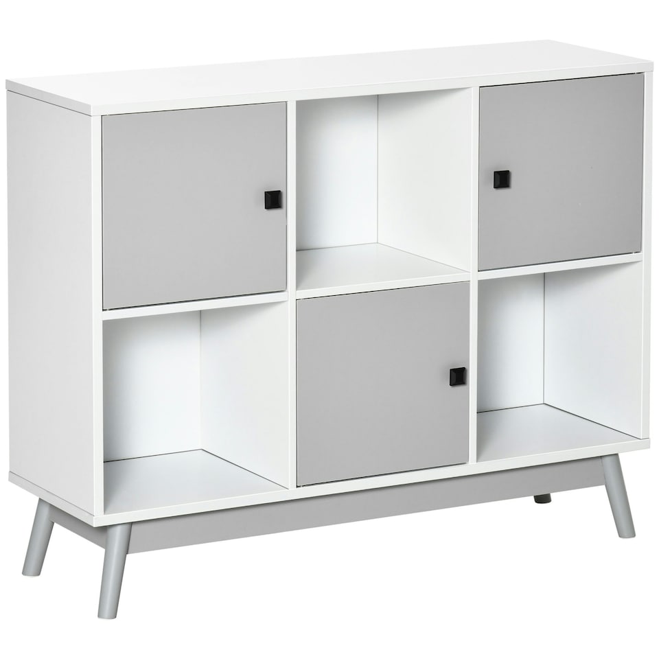 image 1 of HOMCOM Bookcase, Display Cabinet with 6 Storage Cubes for Study Grey