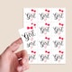 image 2 of Team Girl Gender Reveal Square Stickers 65mm - Sheet of 12