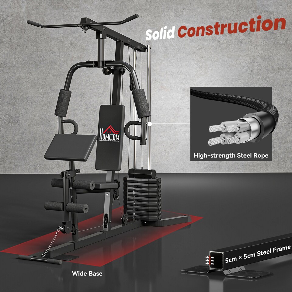 image 1 of HOMCOM Multi Home Gym Machine with 45kg Weight Stack for Full Body Workout