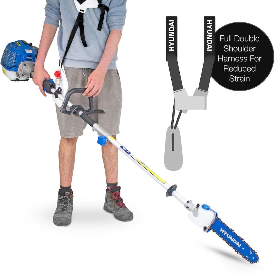image 1 of Hyundai 52cc Petrol Pole Saw Pruner Chainsaw 2.7m Long Reach 260mm Cutting Width