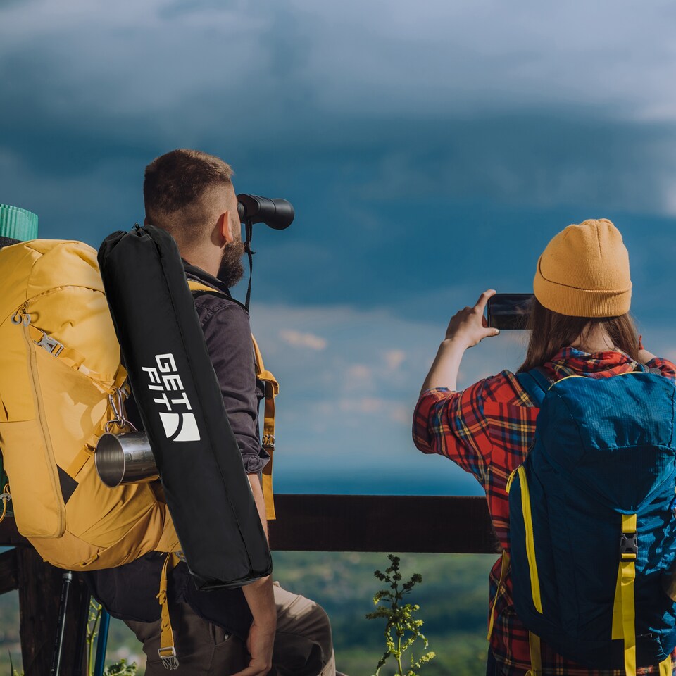 image 1 of Get Fit Premium Folding Camping Chair - Thick Padded With Magazine Pocket, Cup Holder & Carry Bag - Lightweight 3Kg - Capacity 130Kg - Single | Black | 1