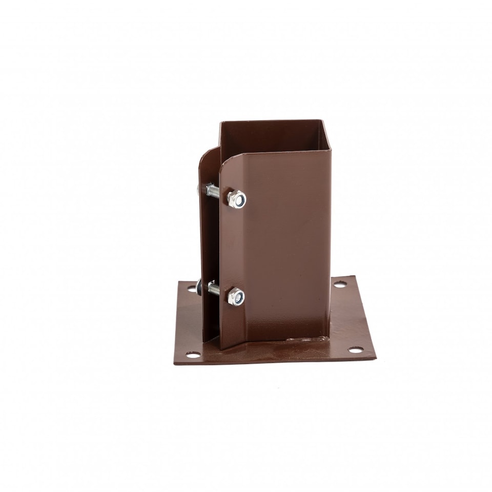 image 1 of 4x Heavy Duty Bolt Down Fence Post Shoe Grip Holder - 75 x 75mm | Brown | 4