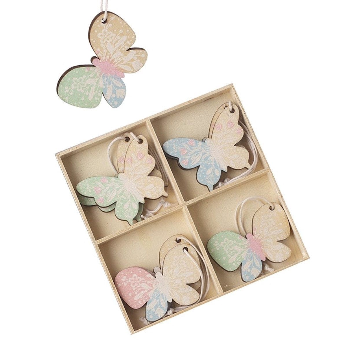Heaven Sends Set of 8 Wooden Pastel Butterfly Easter Decorations | Size: 8 Pack