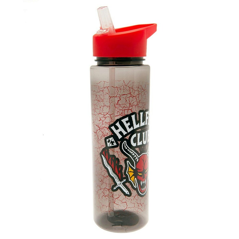image 1 of Stranger Things Hellfire Club Plastic Water Bottle - Red/White/Black - One Size