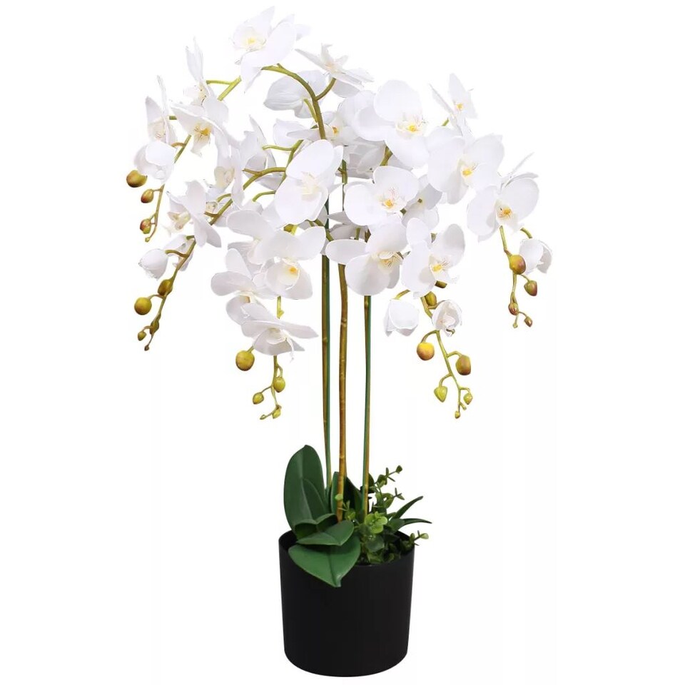 image 1 of Artificial Deluxe Bush Orchid White 85cm Bush Orchid Lots of Flowers Botanik