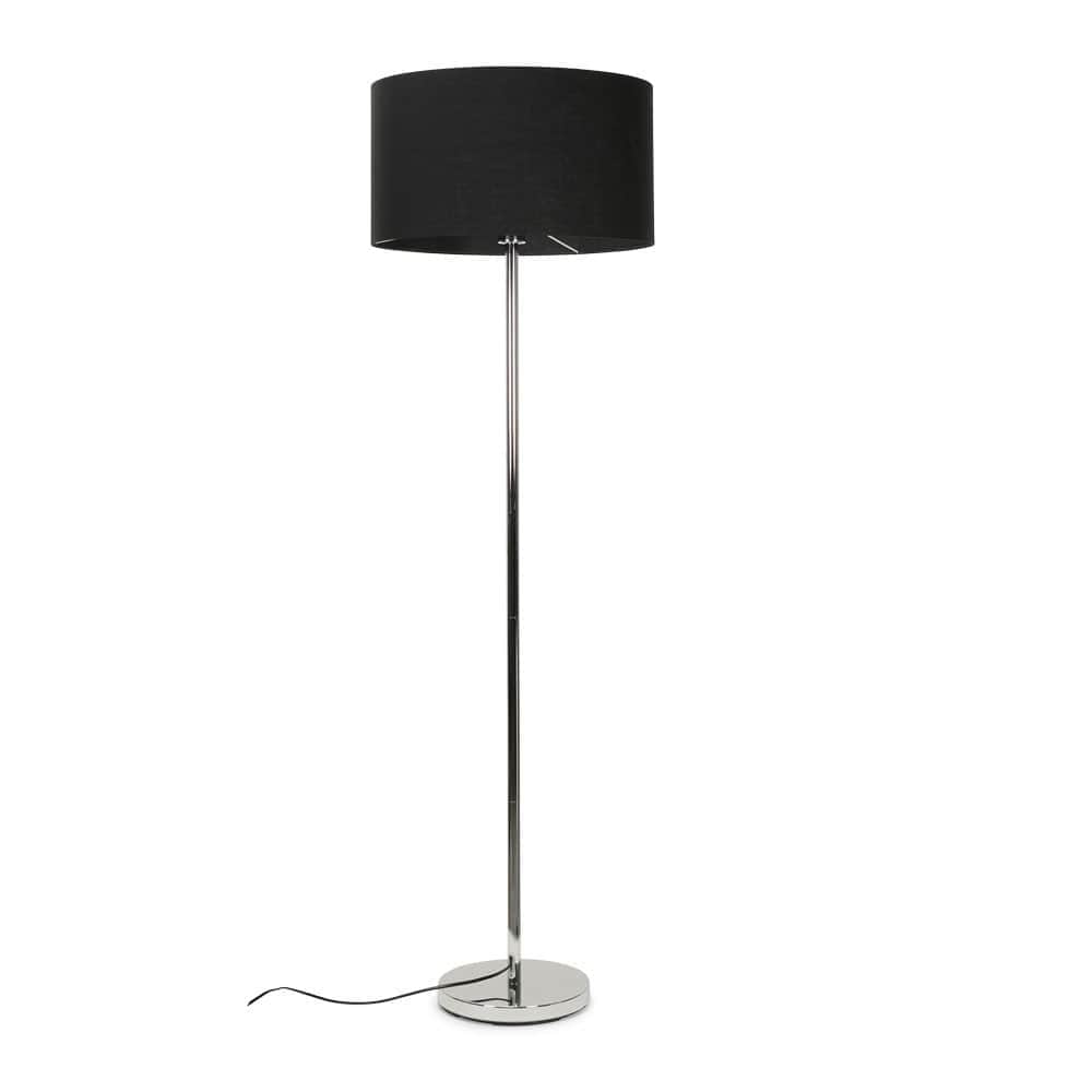 ValueLights Charlie Chrome Floor Lamp Black Shade and Bulb