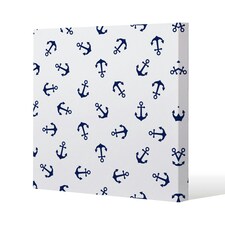 Navy Anchors on White (Canvas Print) 61 x 61 x 4cm