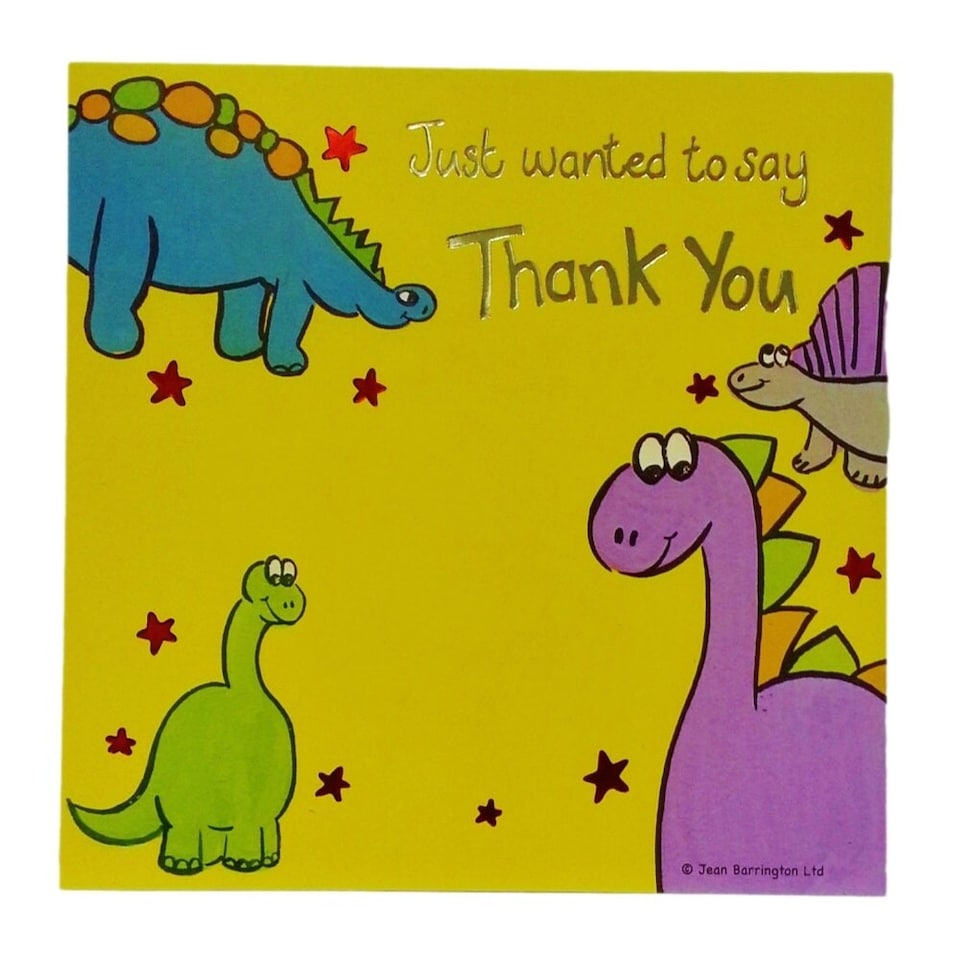 image 1 of Pack of 10 Thank You Dinosaur Design Card Sheets Birthday Party
