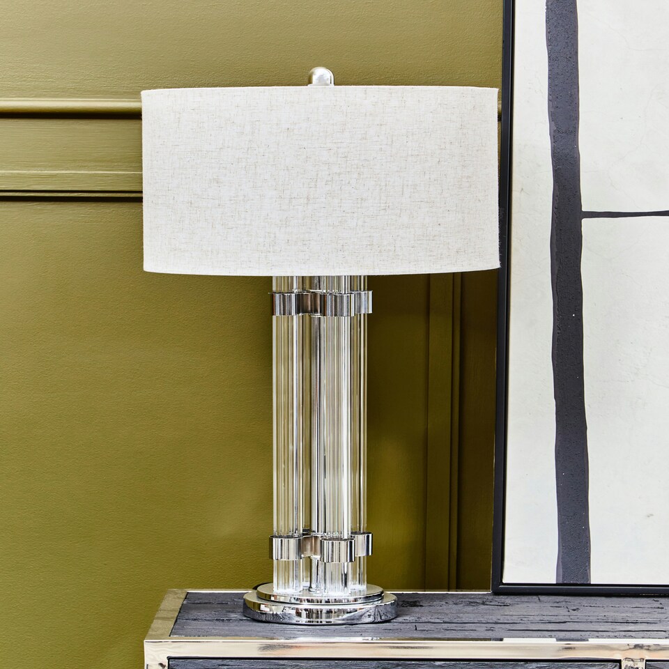 image 1 of Interiors by Premier Matte Silver and Ivory Table Lamp Silver
