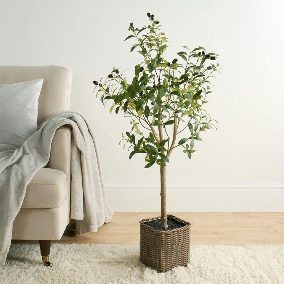 image 1 of OHS Home Decor Artificial Olive Tree In Pot Plant, 110cm - Green