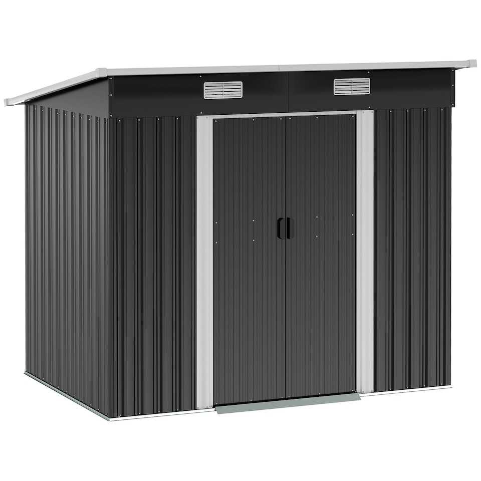 image 1 of Outsunny 7 x 4ft Outdoor Garden Storage Shed for Backyard Patio Black