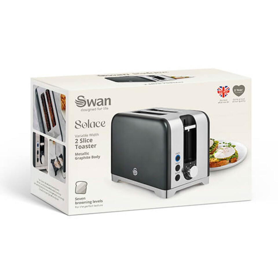 image 1 of Swan Solace Graphite 2 Slice Toaster