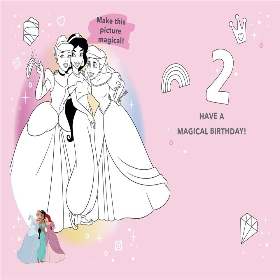 image 1 of Disney Princess 2nd Birthday Wow! Card Activity Inside