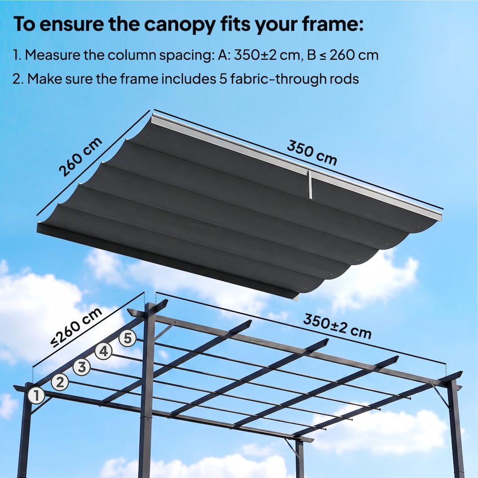 image 1 of Outsunny 3.5x2.6 m Pergola Cover Replacement for 4x3 m Frame, Dark Grey | Grey