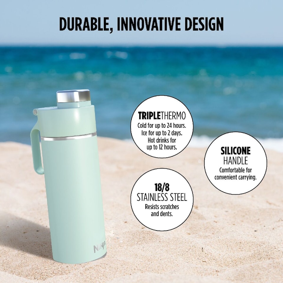 image 1 of Ninja Thirsti 700ml Travel Bottle  with BubbleLock technology Sea Glass DW2401EUUKMT