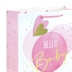 image 2 of Hello Baby Girl Pink Large White Gift Bag 33cm