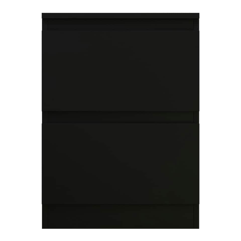 image 1 of FWStyle Stora 2 Drawer Bedside Cabinet - Matt Black