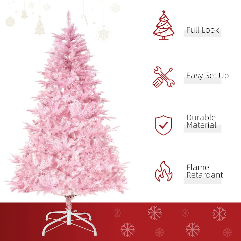 image 1 of HOMCOM 5FT Artificial Christmas Tree w/ Automatic Open for Home Party Pink