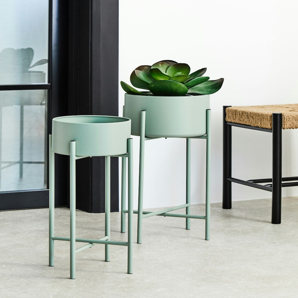 image 1 of Interiors by Premier Sturdy Large Green Floor Standing Planter, Contemporary Outdoor Pot For Flowers, Durable Floor Planter Green