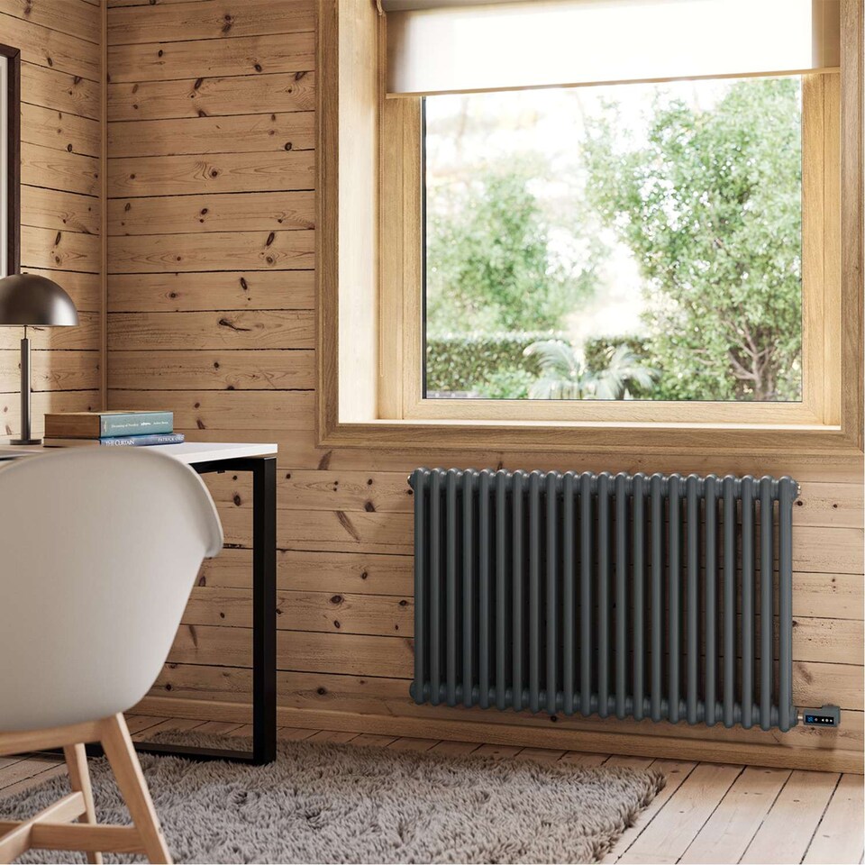 image 1 of Alpha - Anthracite Column Electric Radiator H600mm x W988mm 2 Column 900w Thermostatic WIFI