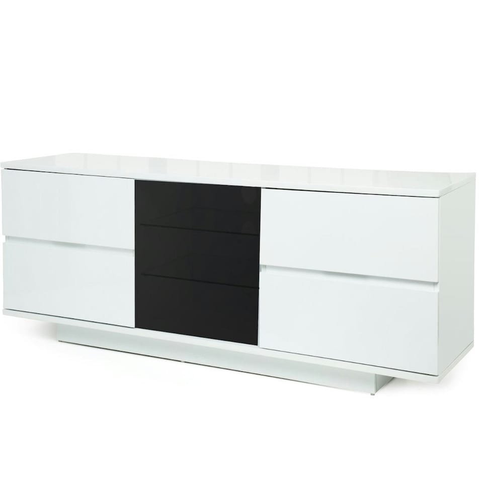 image 1 of Centurion Supports AVITUS ULTRA Remote Friendly BeamThru Gloss White with 4-White Drawers 32"-65" Flat Screen TV Cabinet White