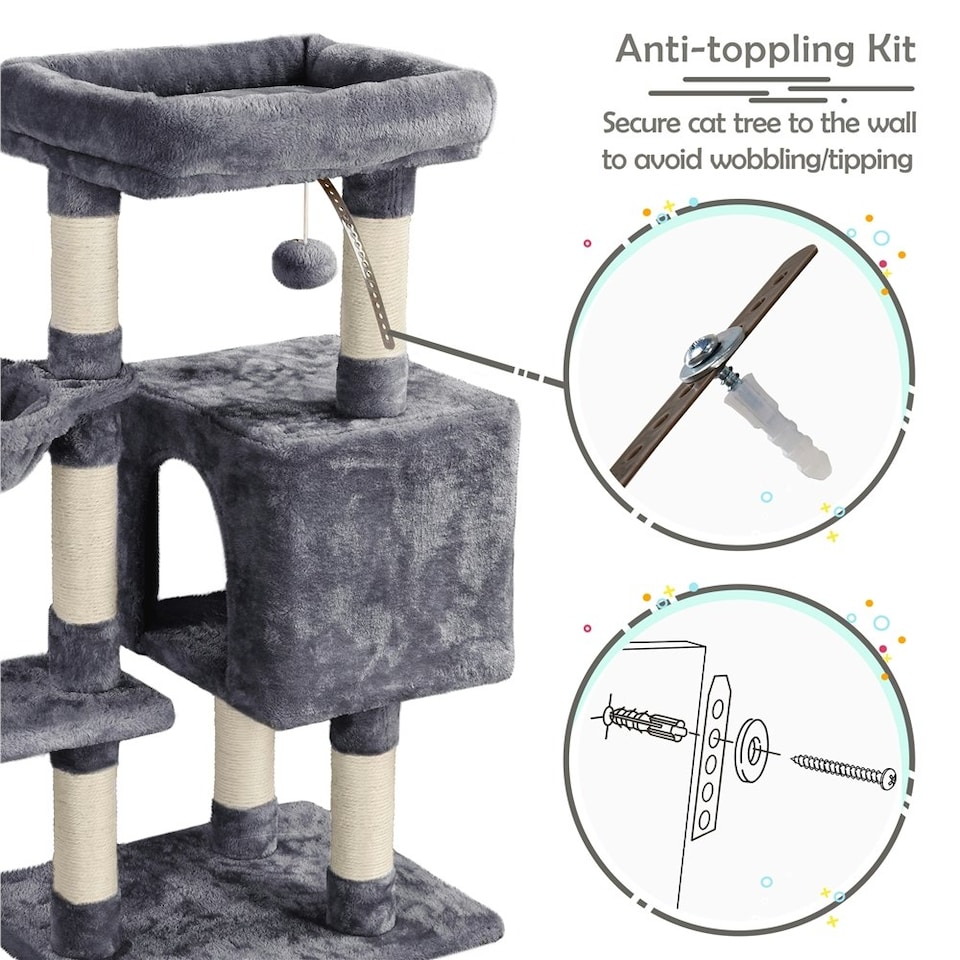 image 1 of Yaheetech 4-Level Cat Tree Condo with Perch Dark Grey
