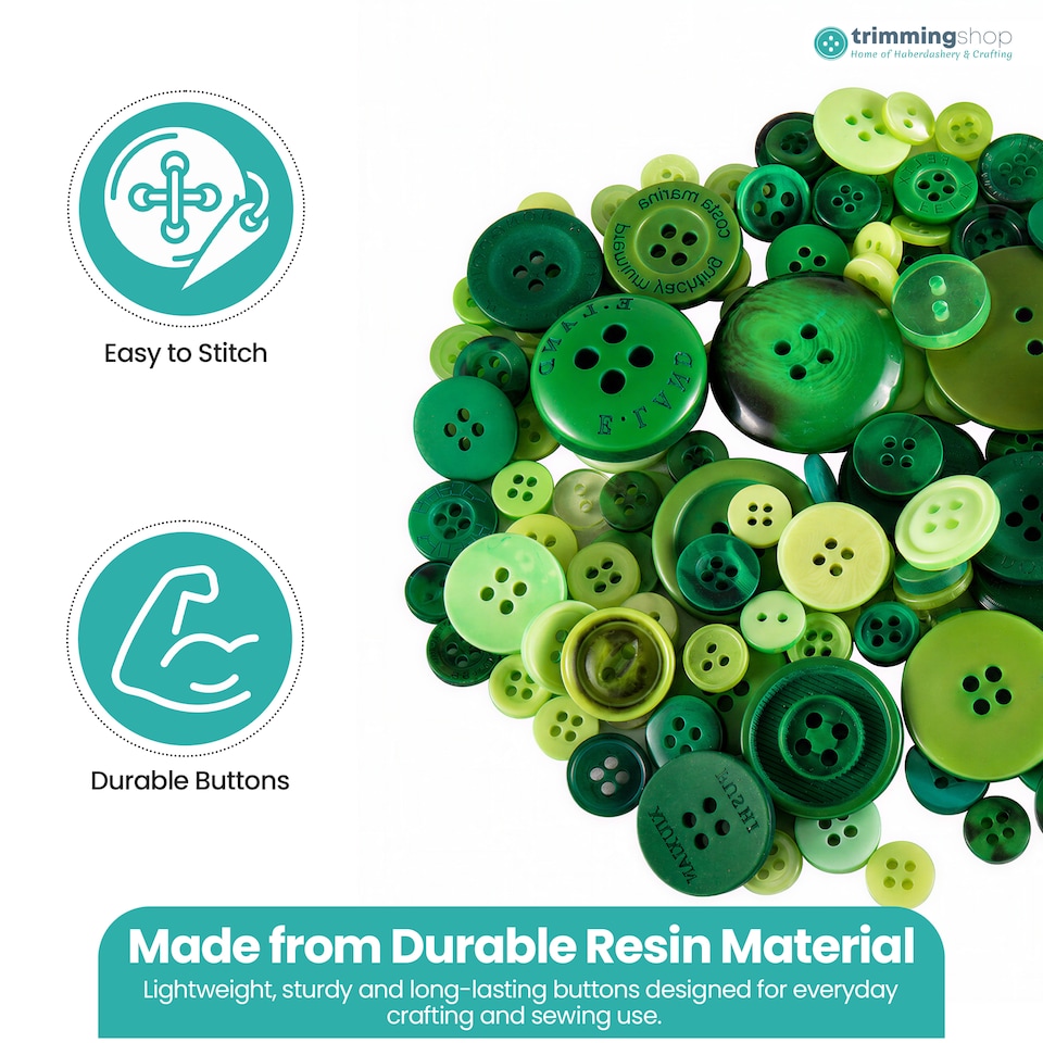 image 1 of 100g Round Resin Button, Assorted Sizes - 2 & 4 Holes