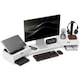 image 1 of HOMCOM Dual Monitor Stand Riser with Adjustable Length and Angle, White