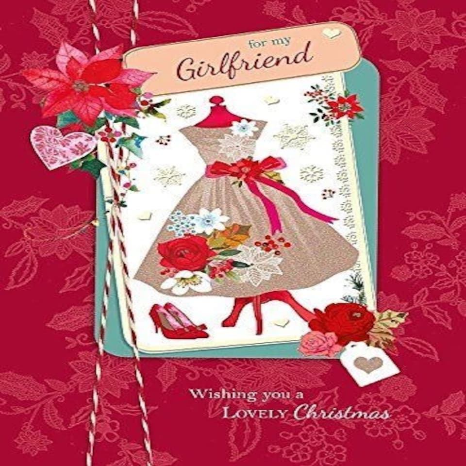 image 1 of Girlfriend From the Bottom of my Heart Festive Kisses Christmas Greeting Card