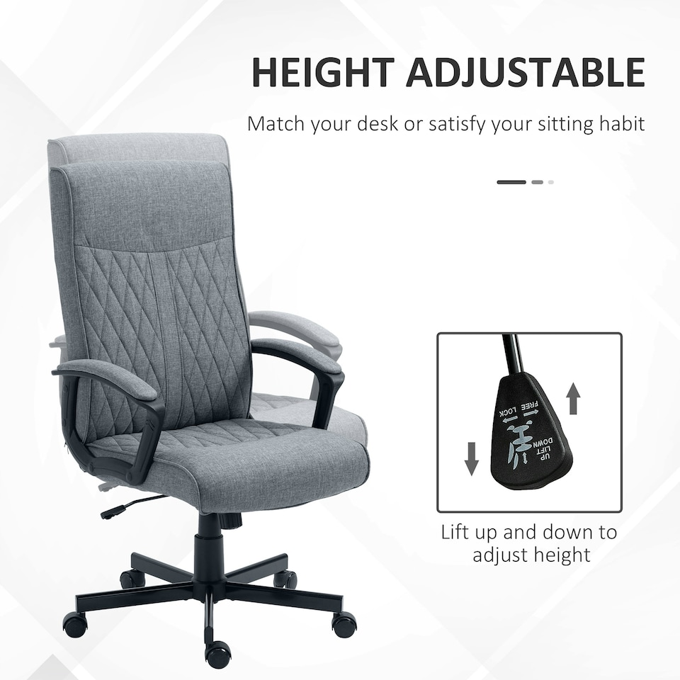 image 1 of Vinsetto High-Back Home Office Chair with Adjustable Height and Swivel Wheels