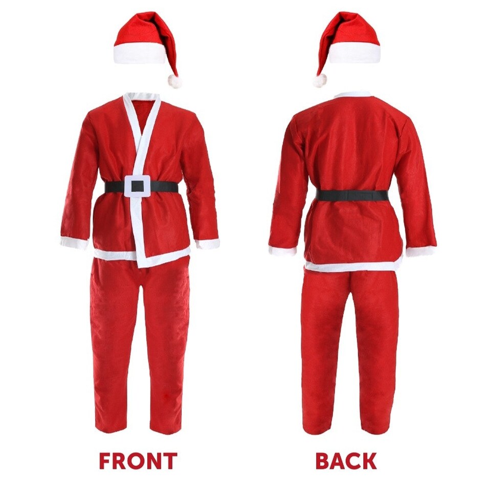 image 1 of 5 Piece Budget Santa Costume | Red | 3XL