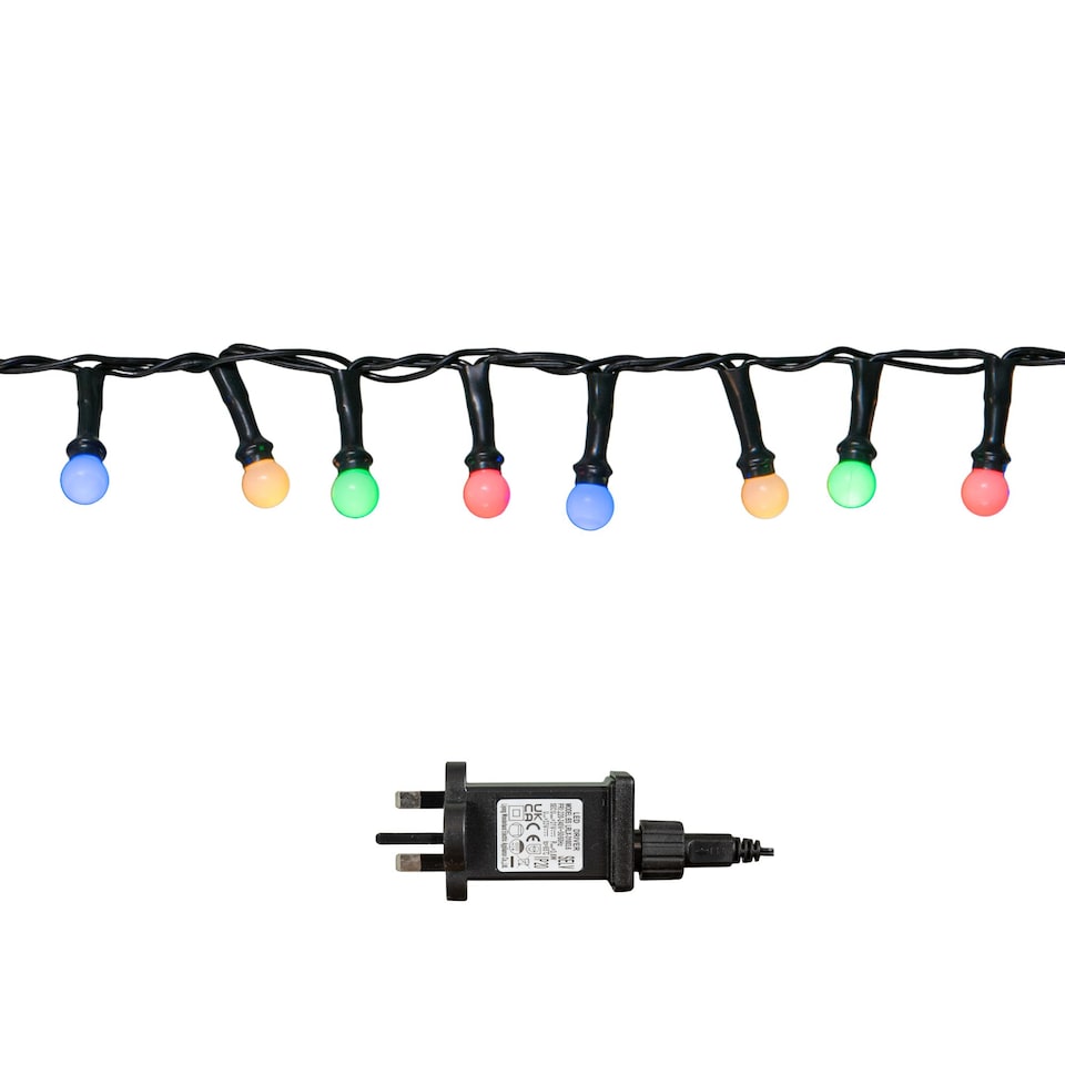 image 1 of 7.5m 300 LED Multi-Action Christmas Frosted Cap Berry String Lights with Timer in Multi-Coloured