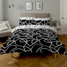 Copenhagen Home Pablo Monochrome Reversible Duvet Cover and Pillowcase Set - King Size
