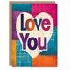 image 1 of Love You Heart Square Tiles Anniversary Valentines Day Card