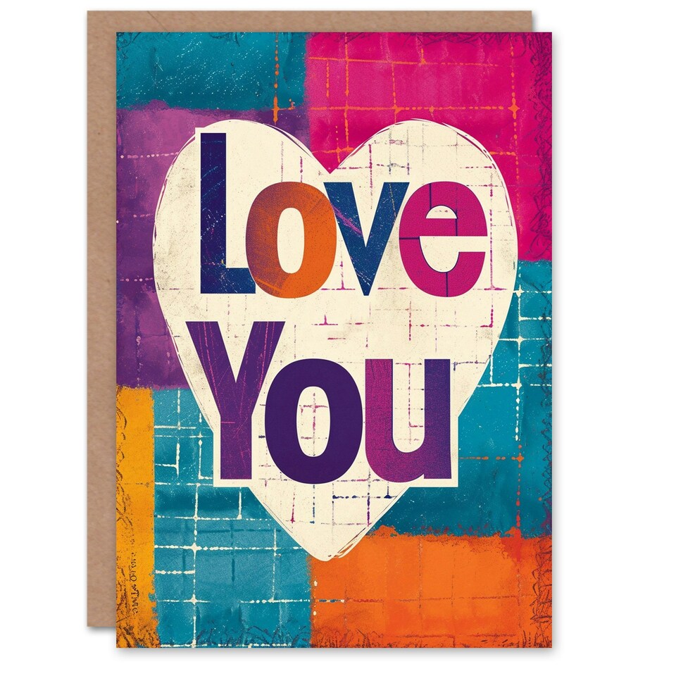 image 1 of Love You Heart Square Tiles Anniversary Valentines Day Card