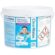 Clearwater CH0041 5 kg Multifunction Chlorine Tablets, 4-in-1 Dispenser Tablets (Sanitiser, Stabiliser, Algaecide and Clarifier) for Pools and Hot