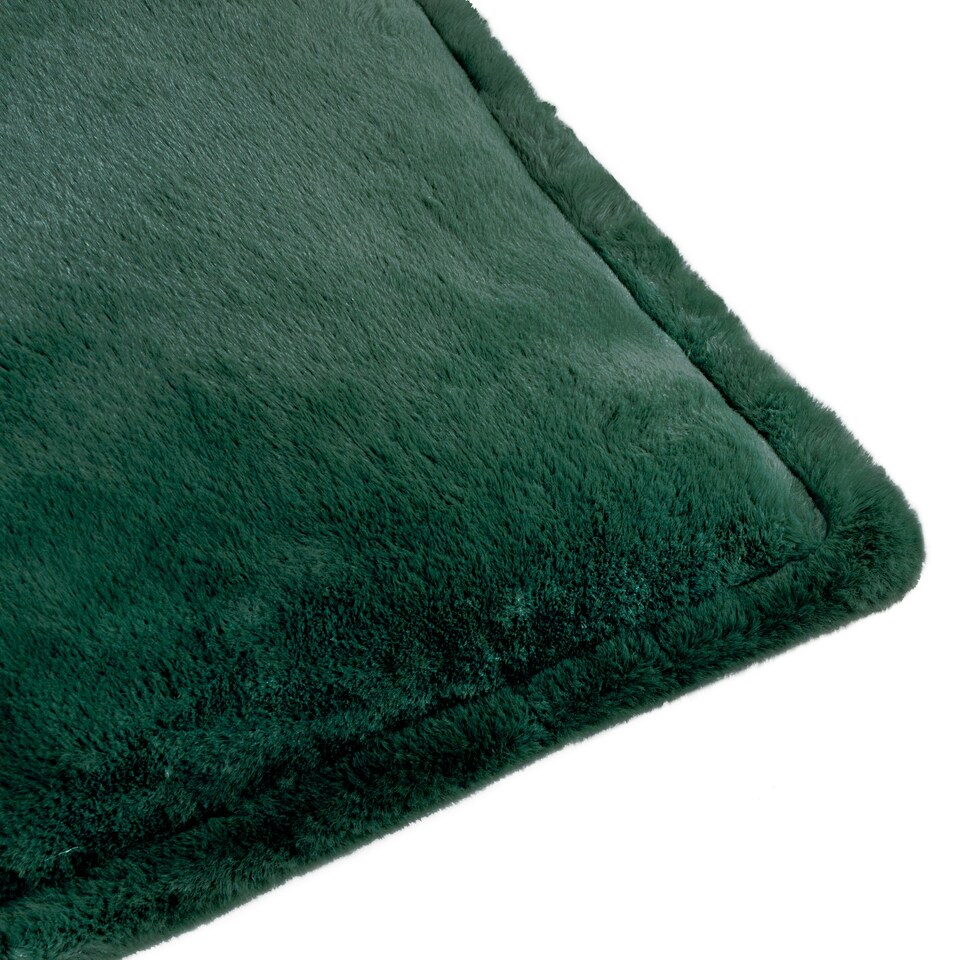 image 1 of Furn Kallu Faux Fur Polyester Filled Cushion Green | 45 cm x 45 cm