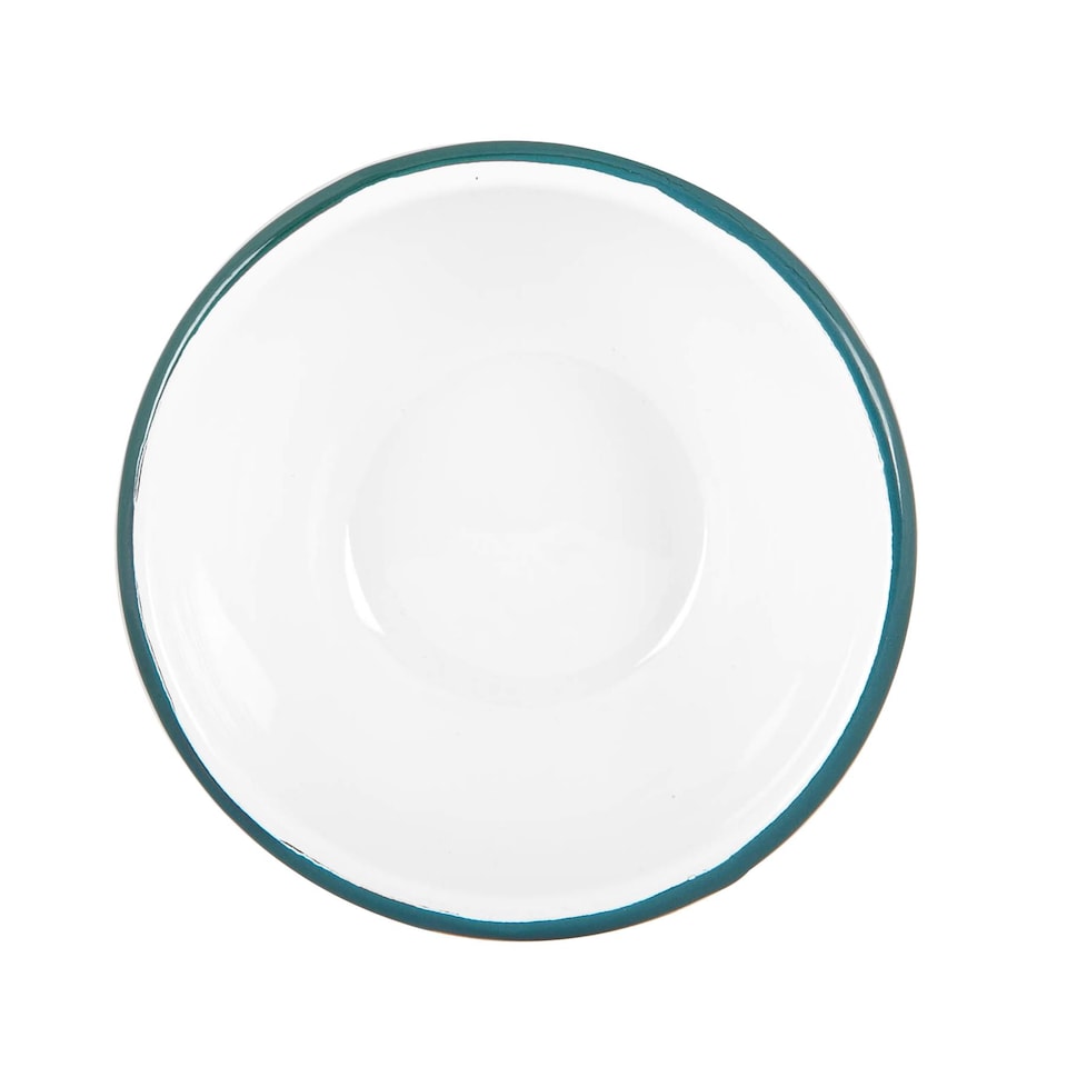 image 1 of Argon Tableware 16cm Coloured Enamel Bowls - Set of 6 - Lightweight Metal Camping Serving Bowls for Snacks, Pasta, Salad | Green | Green