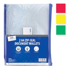 2 A4 Zip Top Document Wallets