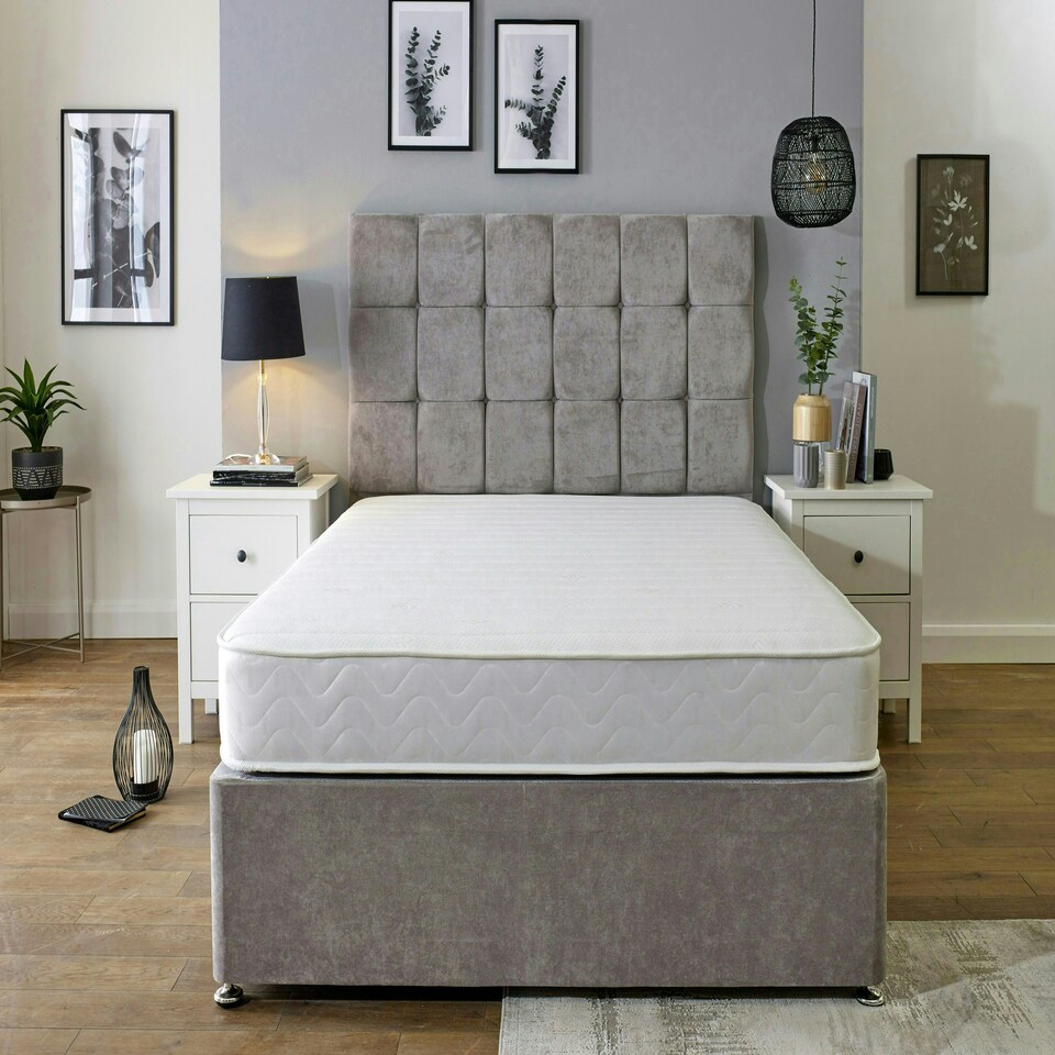 image 1 of Budget Memory Sprung Mattress - Quilted Cooltouch Straight Line Top Panel White | King