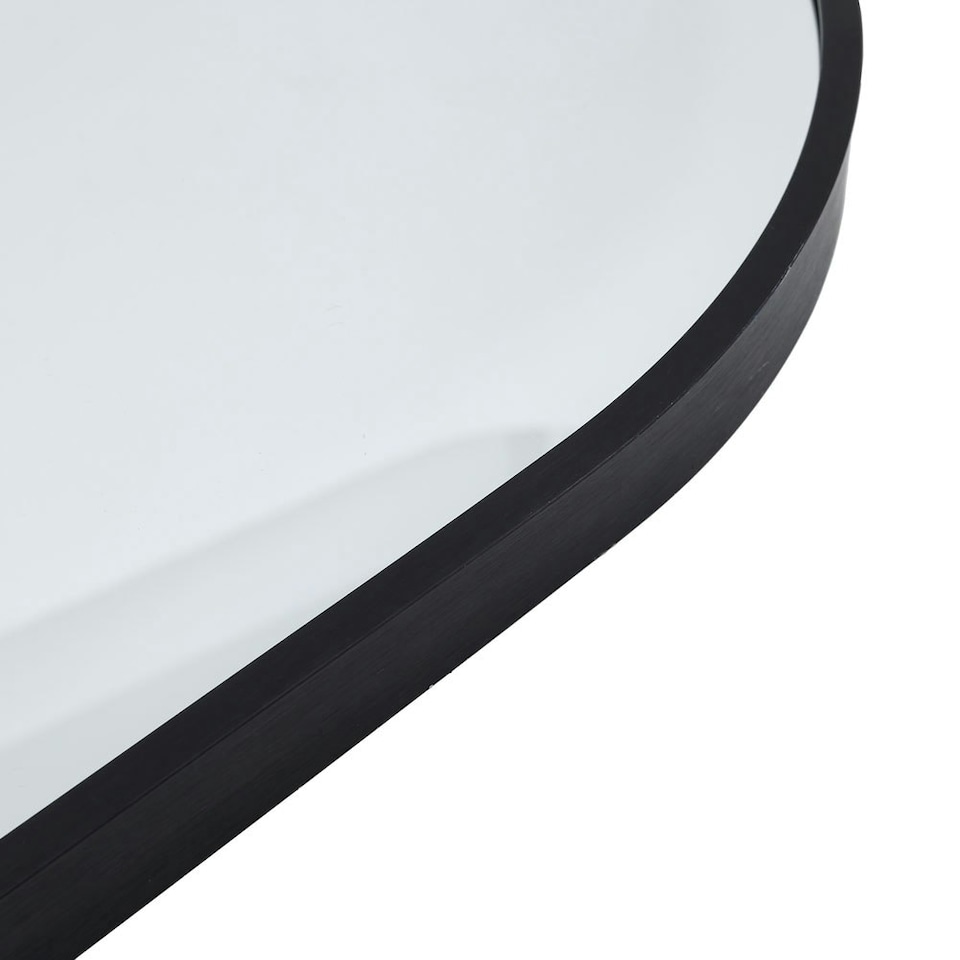 image 1 of Living and Home Arched Wall Mirror with Black Aluminum Frame - 40cm W x 60cm H