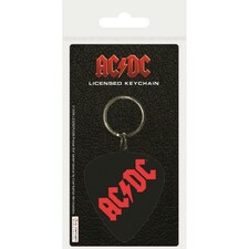 AC/DC Plectrum Rubber Keyring - Black/Red - One Size