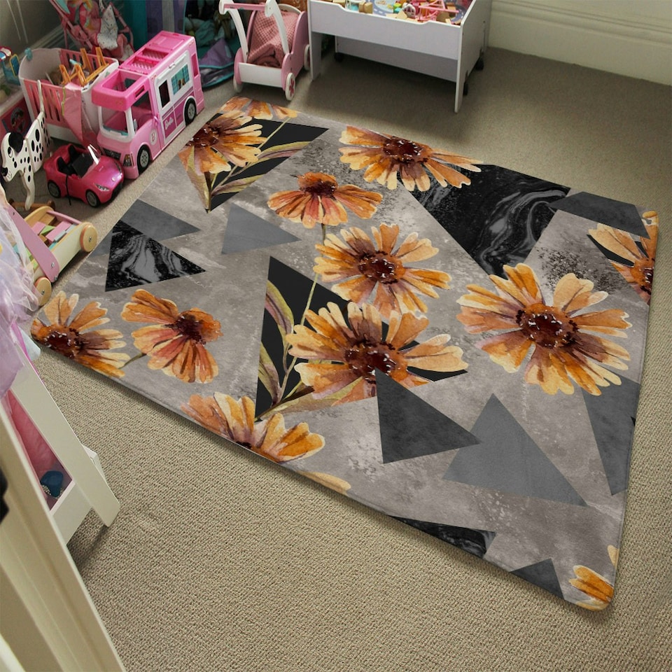 image 1 of Geometric floral shapes (Rug) Multi | Small: 60x110cm