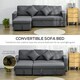 image 4 of HOMCOM Corner Sofa Bed w/ Storage, 3 Seater Pull Out, Dark Grey