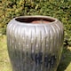 image 2 of Primrose Two-Tone Textured Terracotta Round Planter In Metallic Two Tone 53cm