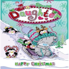 Bear Sledging Daughter Christmas Card