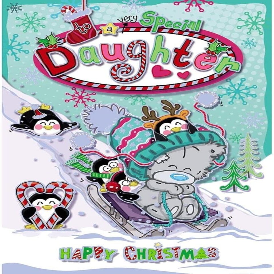 image 1 of Bear Sledging Daughter Christmas Card