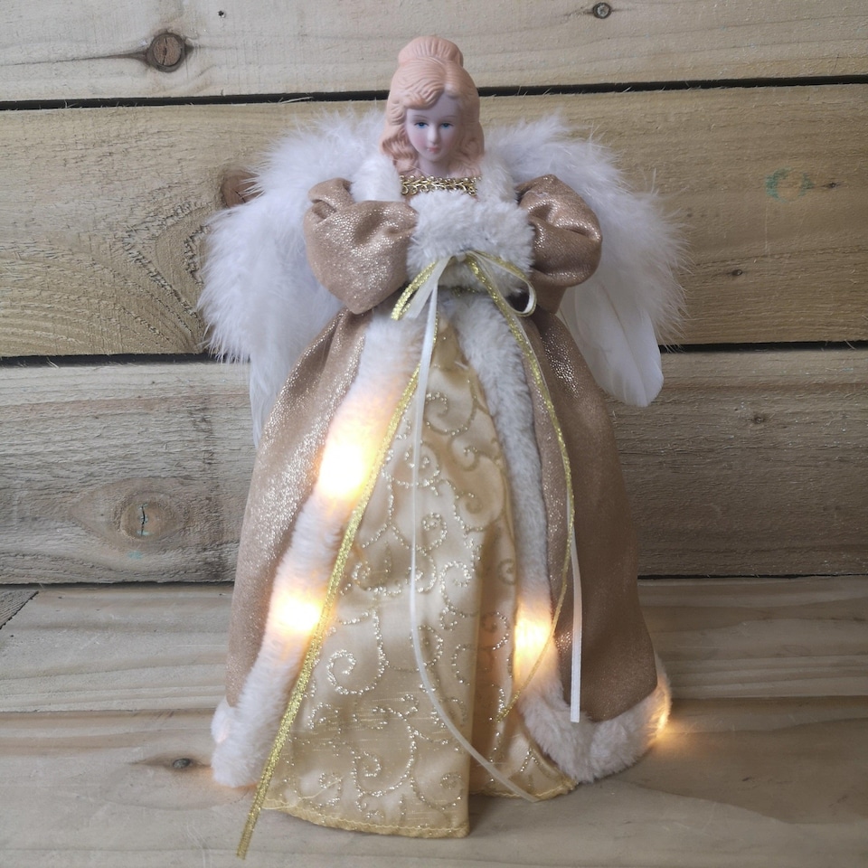 image 1 of 30cm Premier Gold Angel Lit Tree Topper With Warm White LEDs