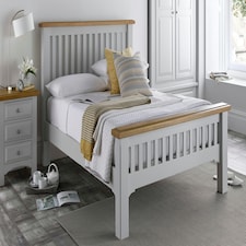 5ft King Size Real oak & Light Grey Solid,strong,wood bed frame.Wooden bedstead